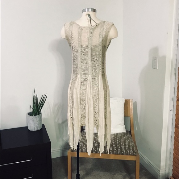 LINEN LIKE WHEAT COLOR UNIQUE DRESS - Picture 3 of 15